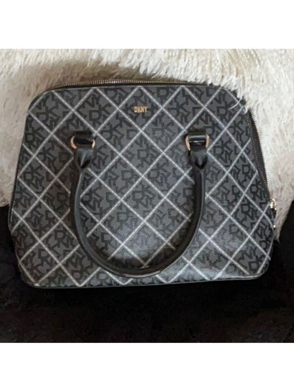 DKNY Bryant Medium Round Satchel Black Leather